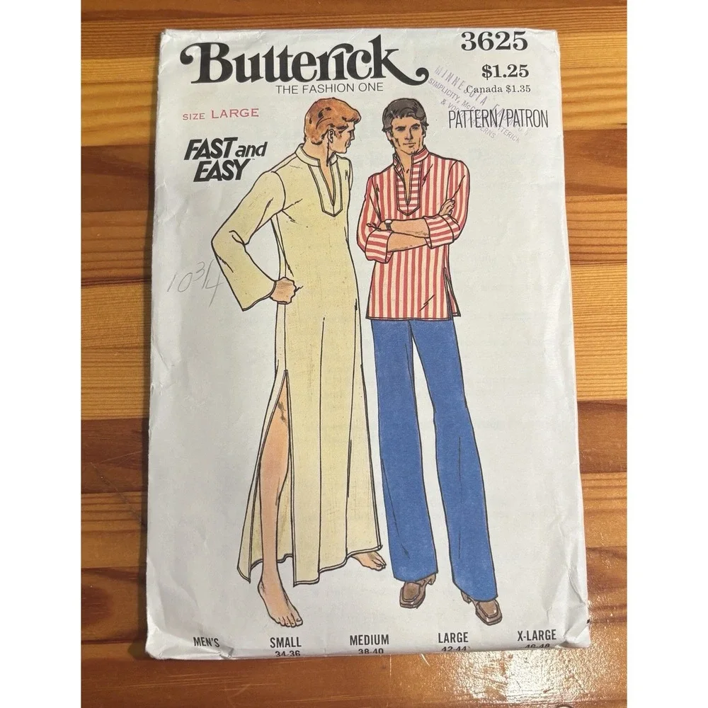 Lot of 3 Vintage 1970s Men's & Teen-Boys' Sewing Patterns Simplicity & Butterick